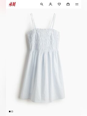 Divided Light Blue & White Striped Smocked Sundress